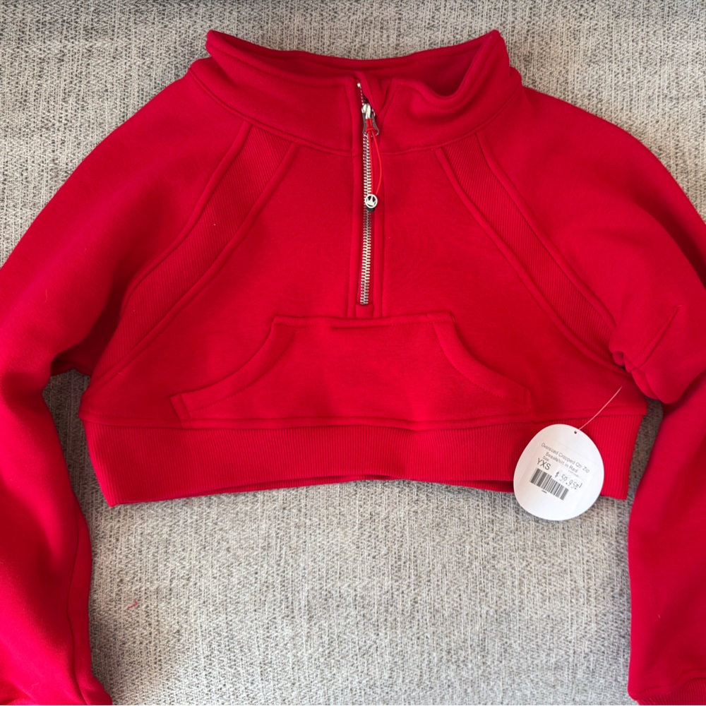 Red Girls Crop Sweatshirt